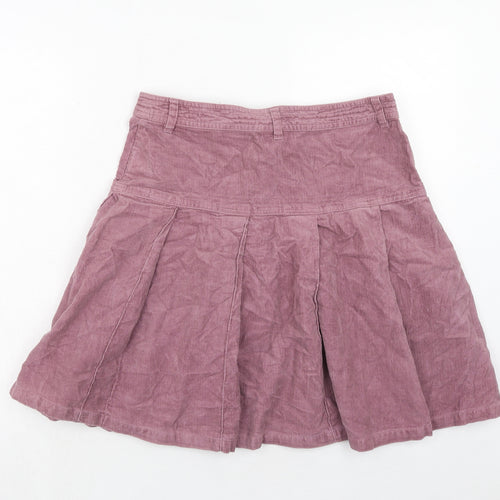 H&M Womens Pink Cotton Pleated Skirt Size 10 Zip