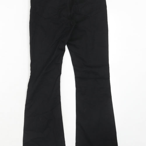 H&M Girls Black Cotton Bootcut Jeans Size 11-12 Years Regular Zip