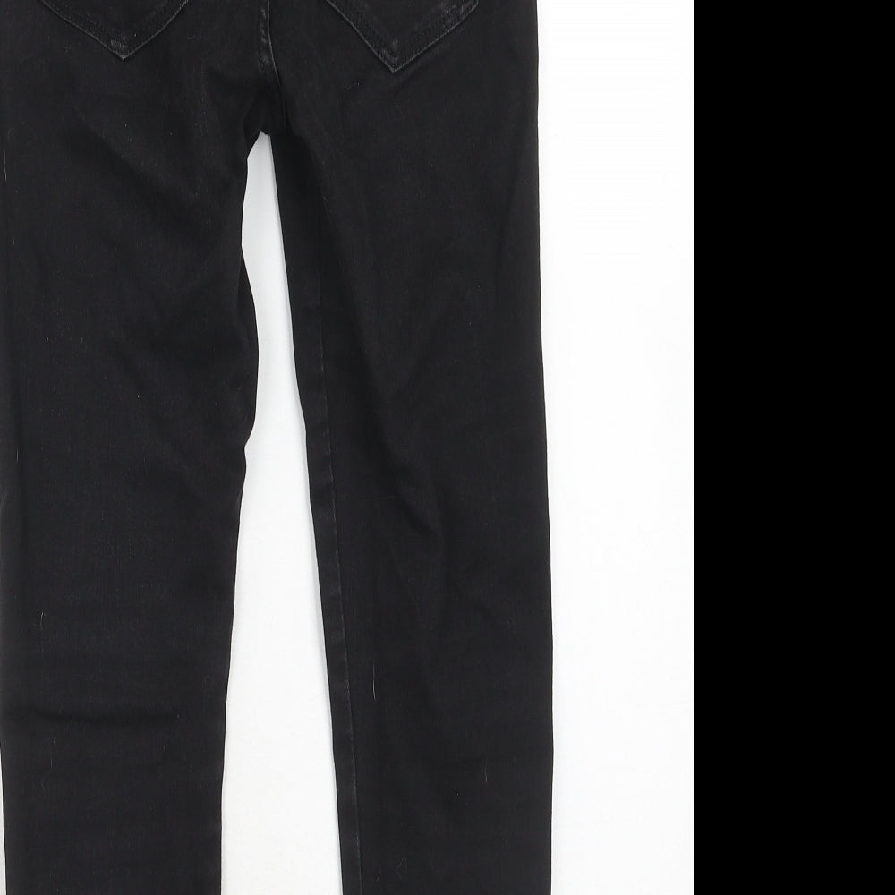 Miss Selfridge Womens Black Cotton Skinny Jeans Size 10 Regular Zip