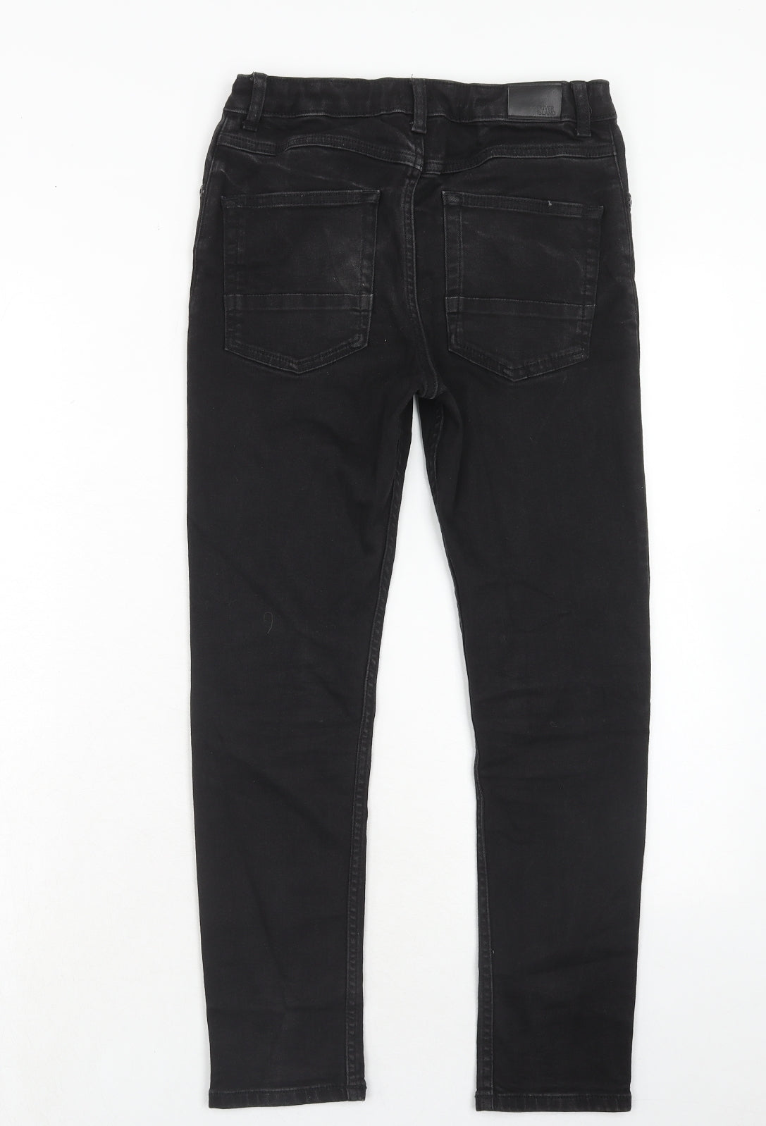 River Island Boys Black Cotton Skinny Jeans Size 12 Years Regular Zip