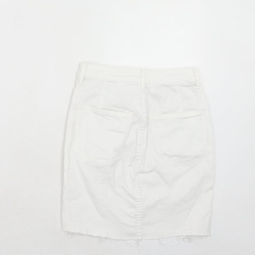 H&M Womens White Cotton A-Line Skirt Size 6 Zip