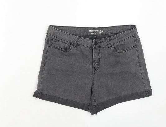 Noisy may Womens Grey Cotton Hot Pants Shorts Size L Regular Zip