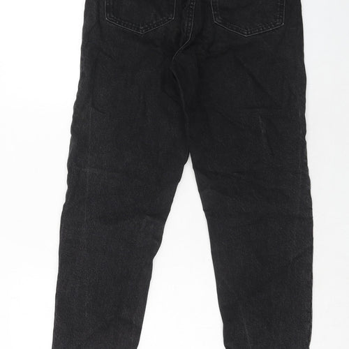 Zara Womens Black Cotton Mom Jeans Size 8 Regular Zip