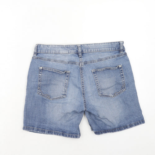 NEXT Womens Blue Cotton Chino Shorts Size 10 Regular Zip