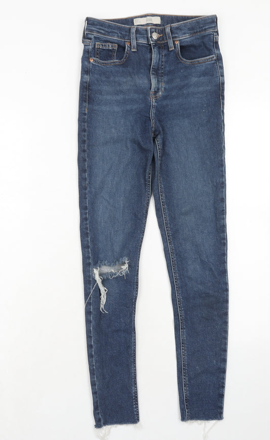 Topshop Womens Blue Cotton Skinny Jeans Size 26 in L32 in Regular Zip