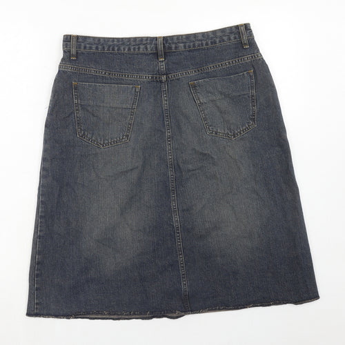 Jigsaw Womens Blue Cotton A-Line Skirt Size 14 Zip