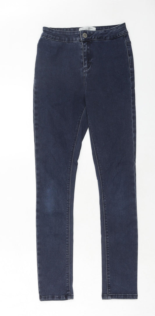 New Look Girls Blue Cotton Skinny Jeans Size 12 Years Regular Zip