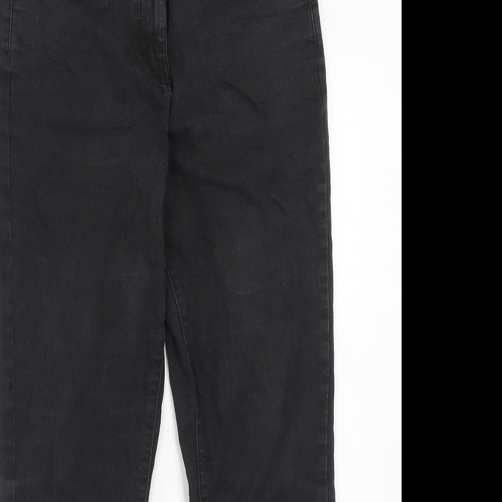 Bonmarché Womens Black Cotton Straight Jeans Size 10 Slim Zip