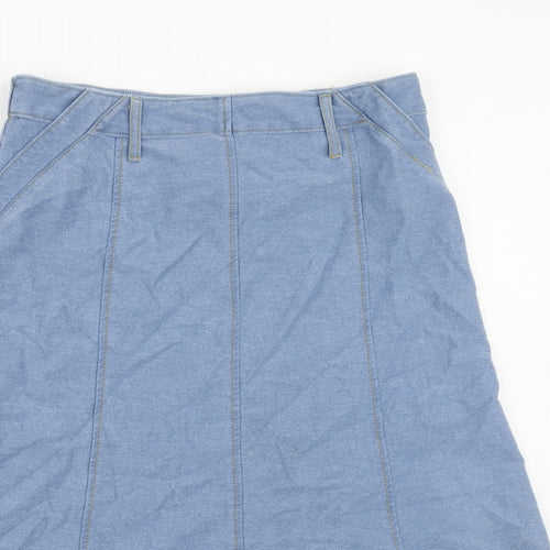 Cotton Traders Womens Blue Cotton Swing Skirt Size 12