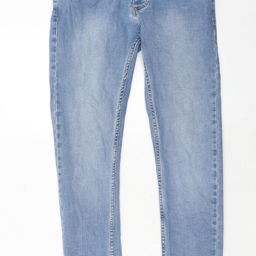 Topman Mens Blue Cotton Skinny Jeans Size 30 in L30 in Relaxed Zip
