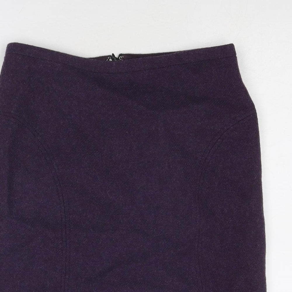 Jigsaw Womens Purple Wool A-Line Skirt Size 4 Zip