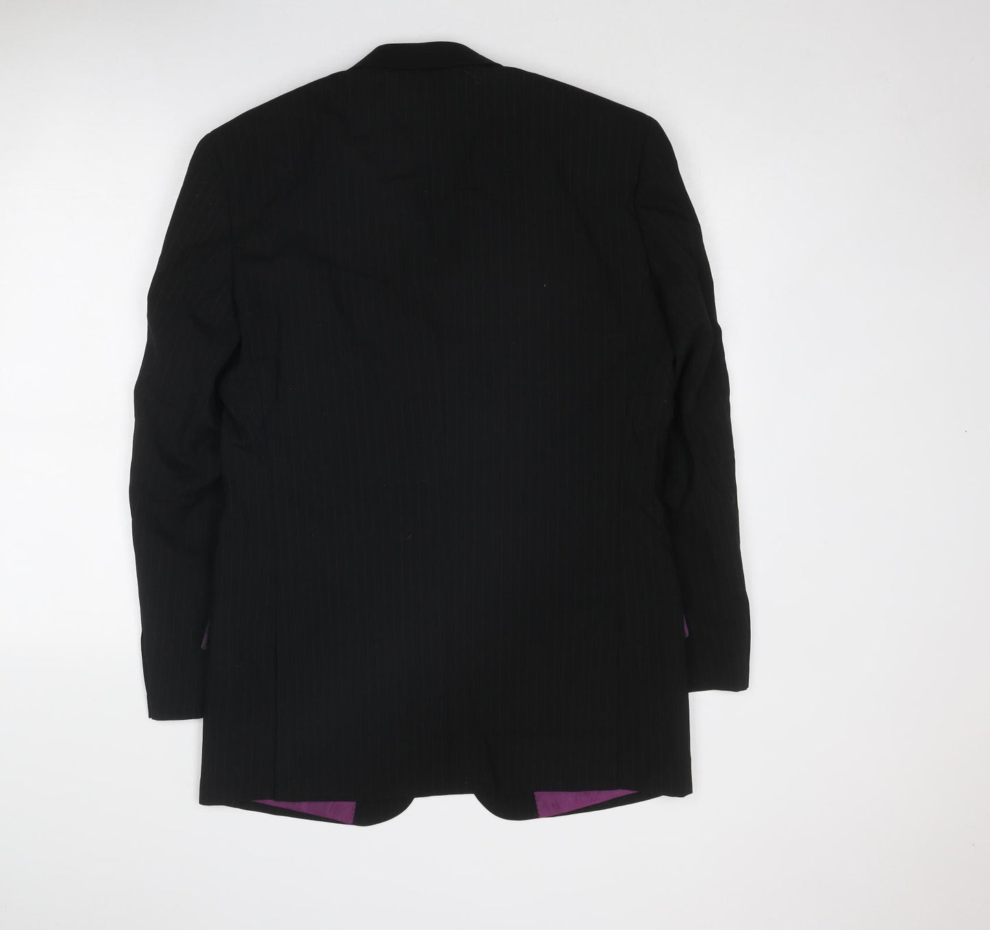 Skopes Mens Black Striped Wool Jacket Suit Jacket Size 38 Regular