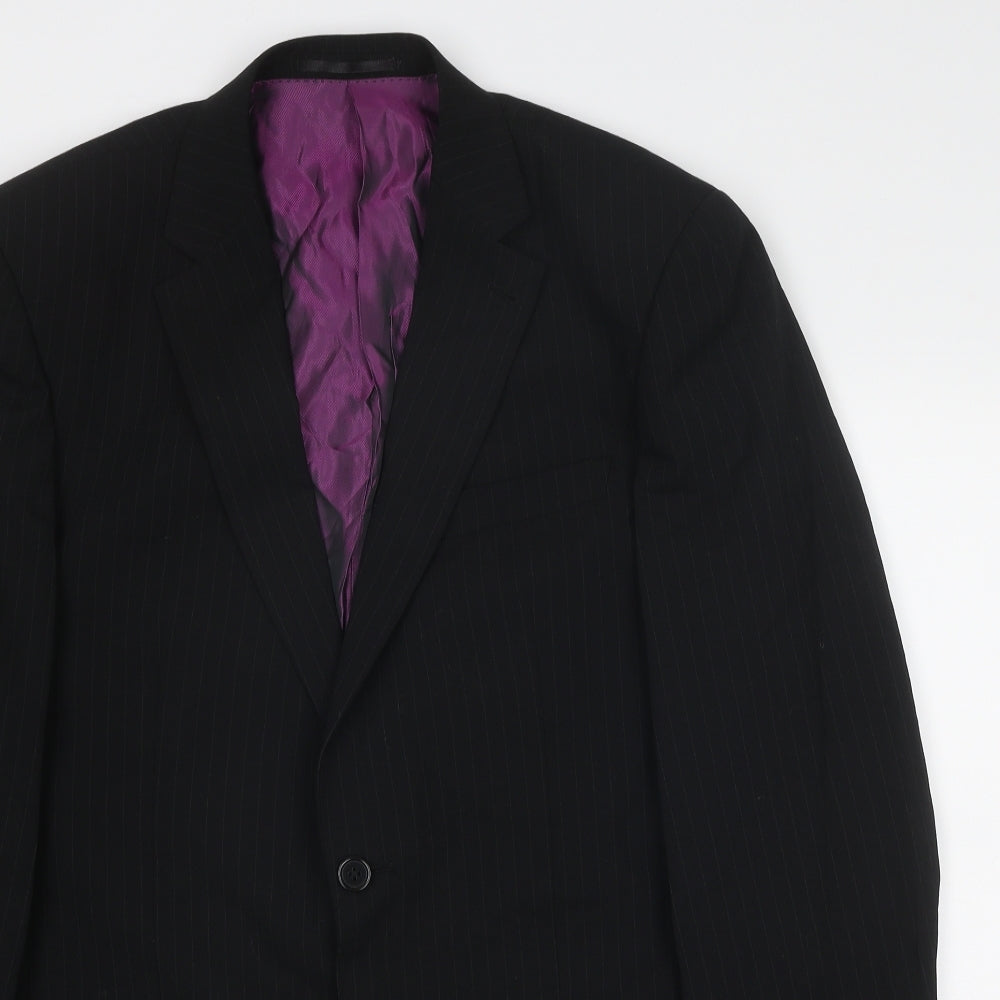 Skopes Mens Black Striped Wool Jacket Suit Jacket Size 38 Regular