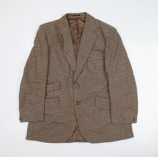 John Collier Mens Brown Geometric Wool Jacket Blazer Size 38 Regular