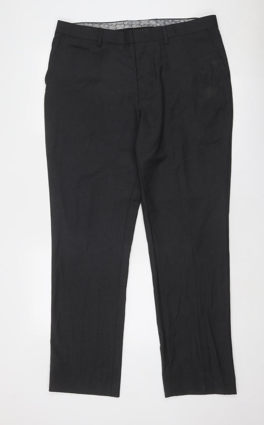 Skopes Mens Grey Polyester Dress Pants Trousers Size 38 in Regular Zip