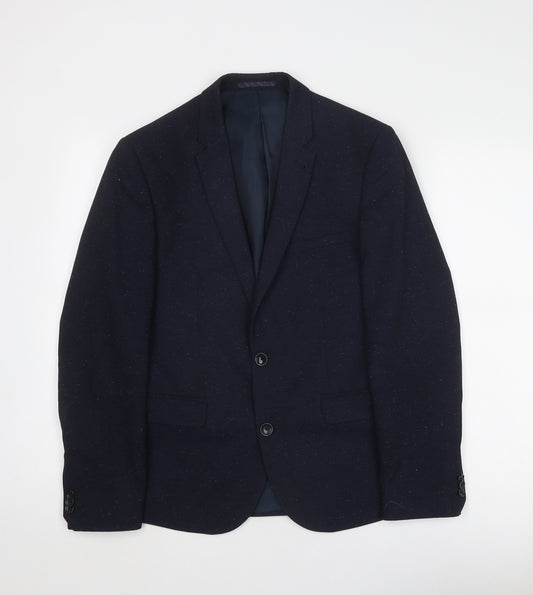 Marks and Spencer Mens Blue Polyester Jacket Blazer Size 38 Regular - Flecked