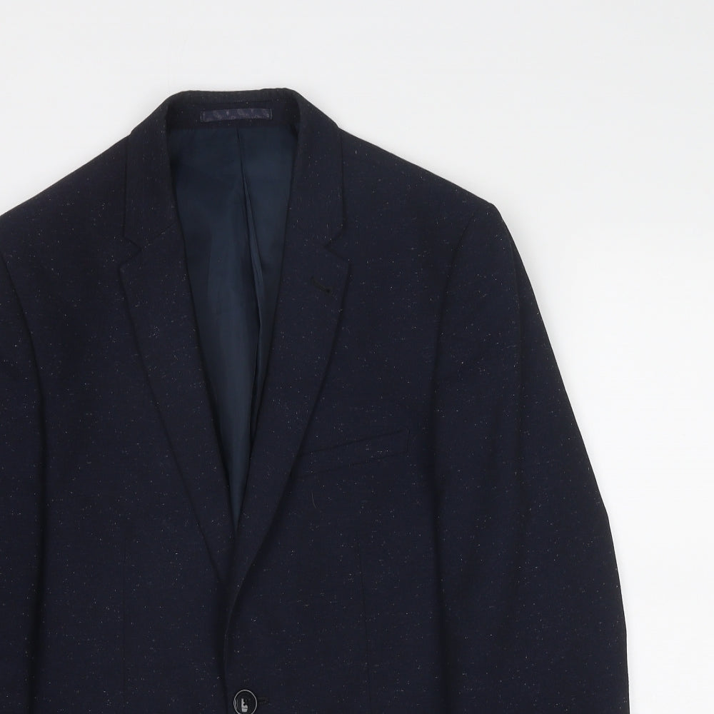 Marks and Spencer Mens Blue Polyester Jacket Blazer Size 38 Regular - Flecked