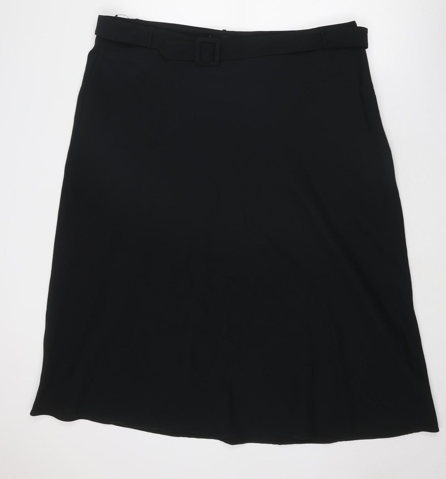 Marks and Spencer Womens Black Polyester Swing Skirt Size 22 Zip - Belt Included