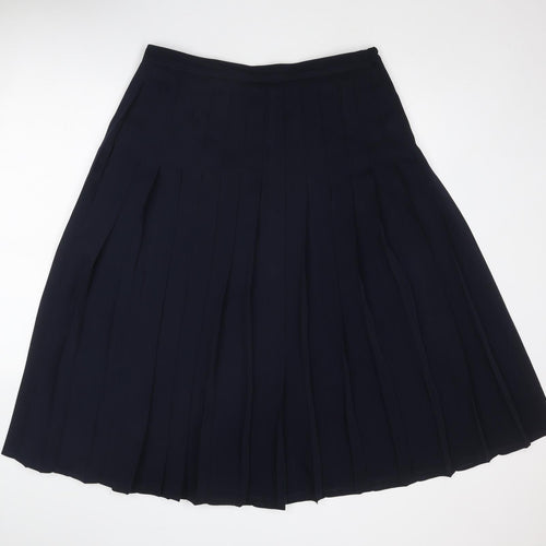 Windsmoor Womens Blue Polyester Pleated Skirt Size 20 Zip