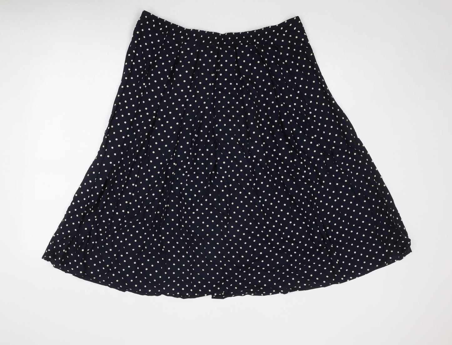 St Michael Womens Blue Polka Dot Viscose Swing Skirt Size 20 Button
