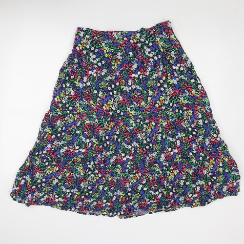 Marks and Spencer Womens Multicoloured Floral Viscose Swing Skirt Size 14 Zip