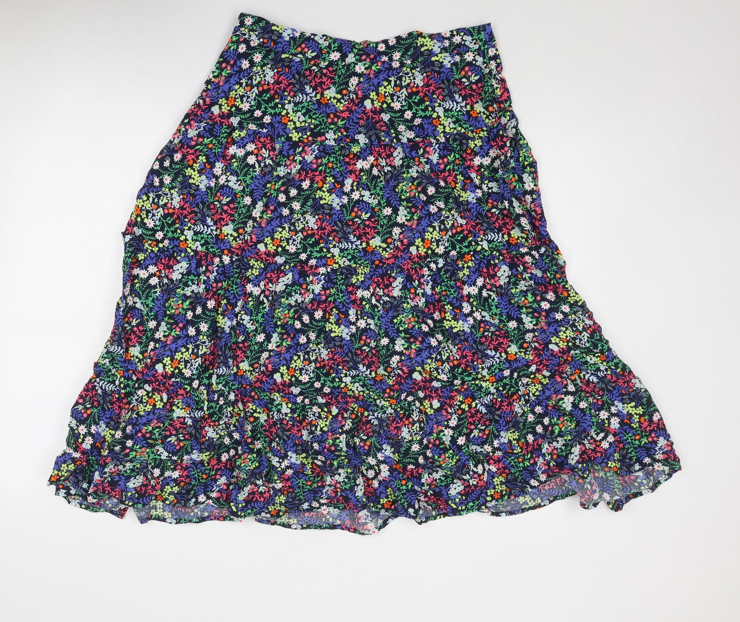 Marks and Spencer Womens Multicoloured Floral Viscose Swing Skirt Size 14 Zip