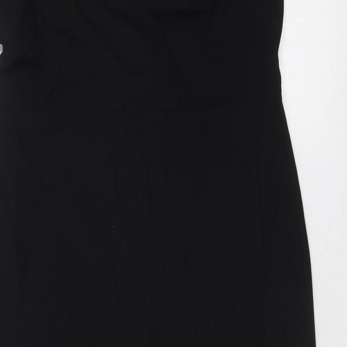 Marks and Spencer Womens Black Viscose A-Line Size 16 Off the Shoulder Zip