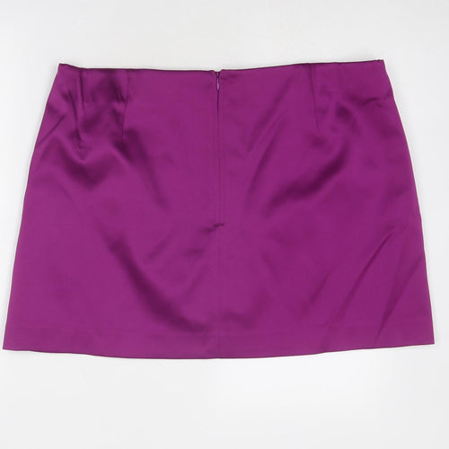 Marks and Spencer Womens Purple Polyester A-Line Skirt Size 20 Zip