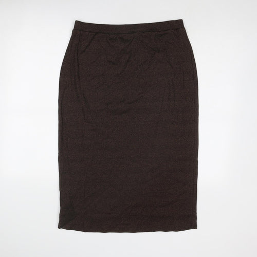 Marks and Spencer Womens Brown Cotton A-Line Skirt Size 14
