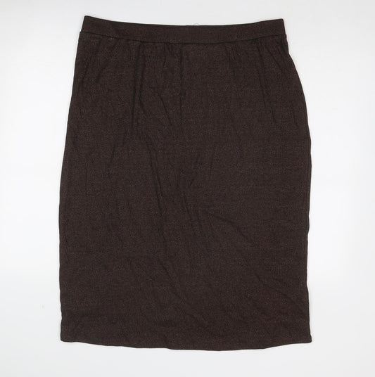 Marks and Spencer Womens Brown Cotton A-Line Skirt Size 20