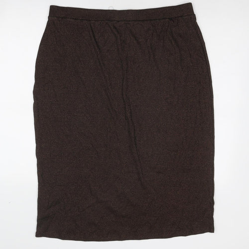 Marks and Spencer Womens Brown Cotton A-Line Skirt Size 20