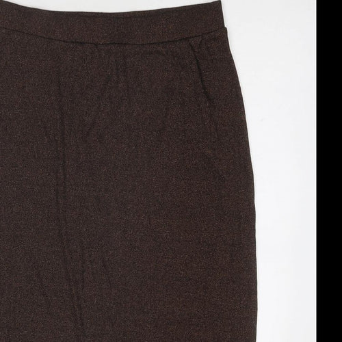 Marks and Spencer Womens Brown Cotton A-Line Skirt Size 16