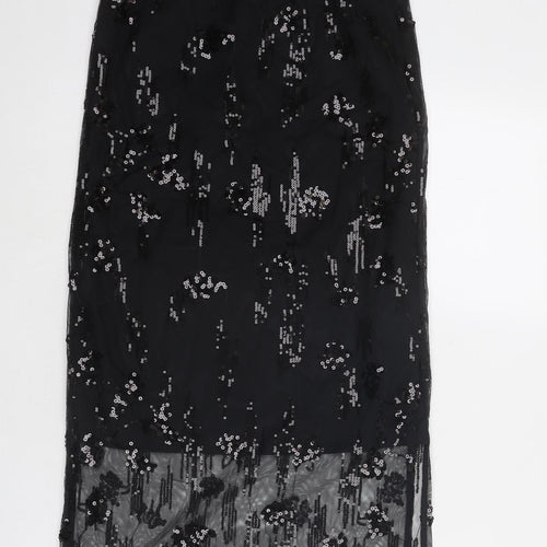 Marks and Spencer Womens Black Geometric Polyester A-Line Skirt Size 6