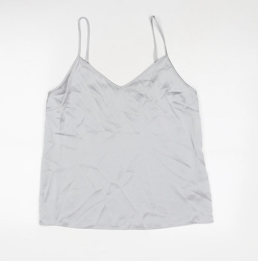 Marks and Spencer Womens Silver Polyester Basic Tank Size 12 V-Neck