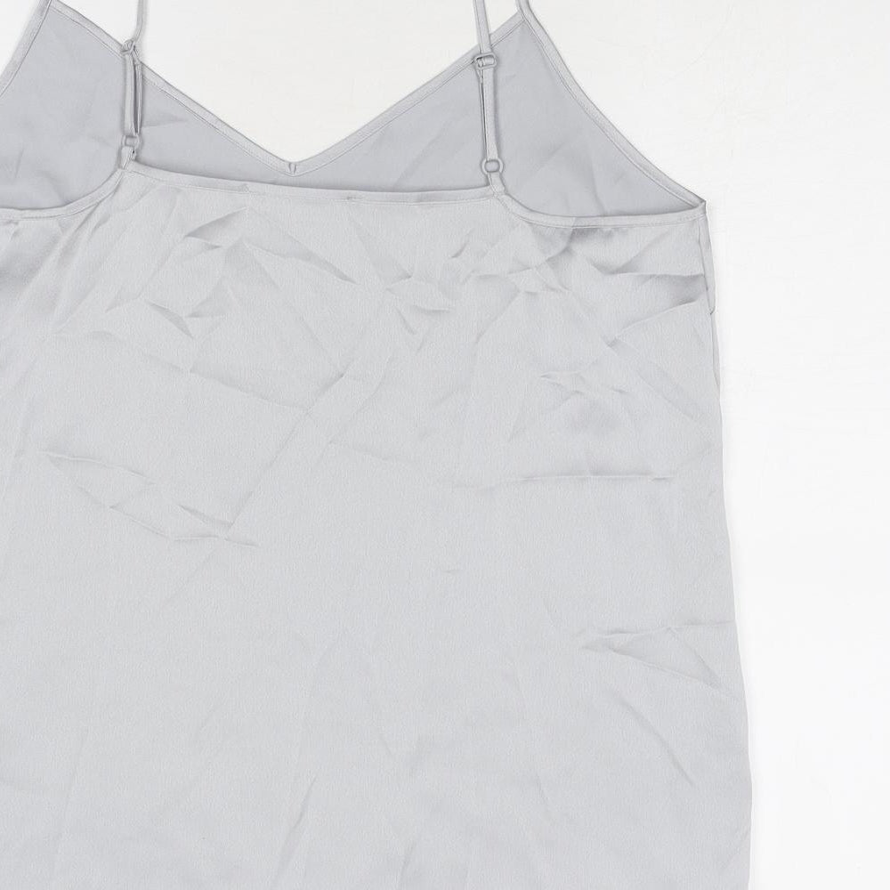 Marks and Spencer Womens Silver Polyester Basic Tank Size 12 V-Neck