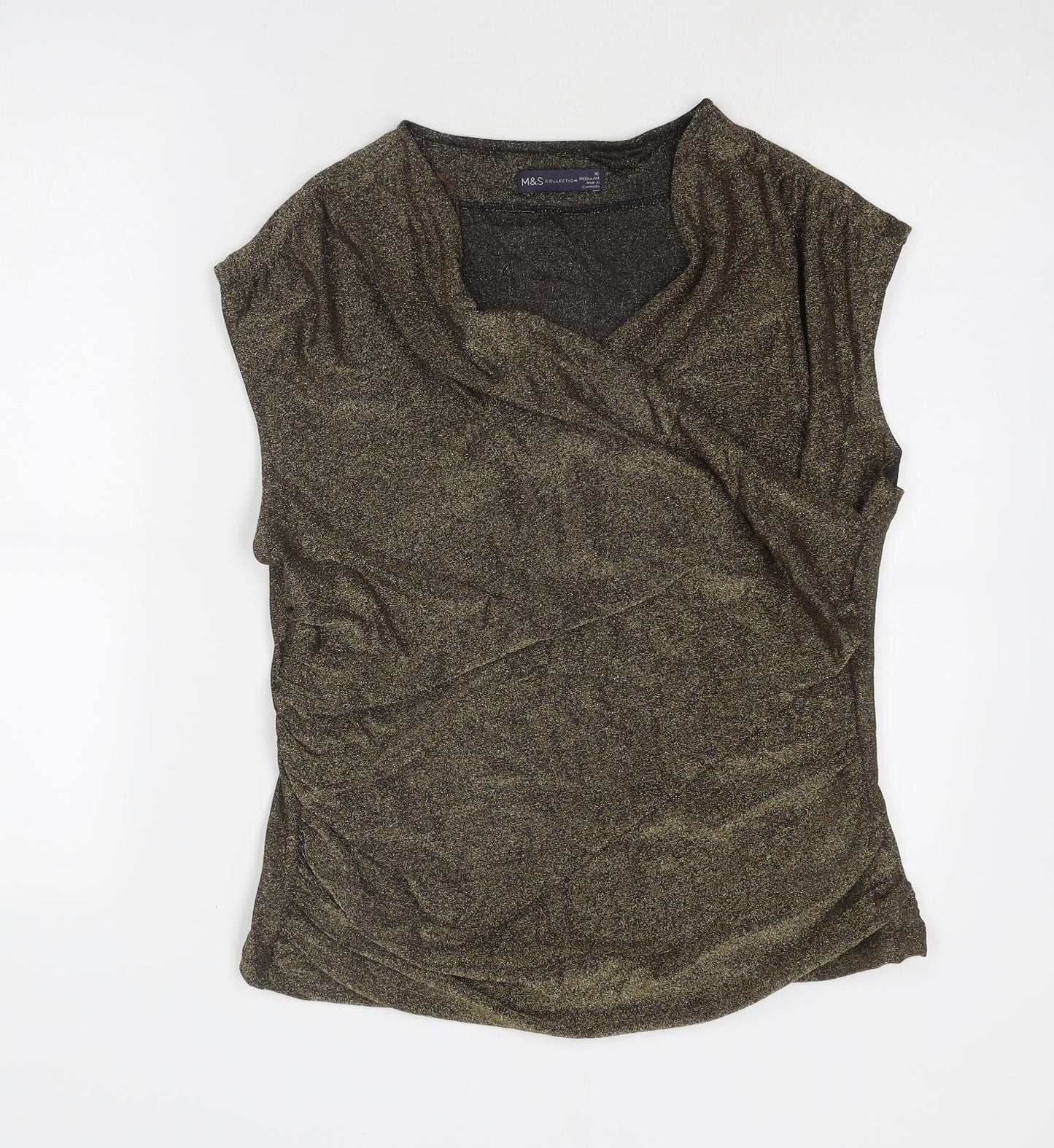 Marks and Spencer Womens Gold Polyamide Basic Tank Size 16 Cowl Neck