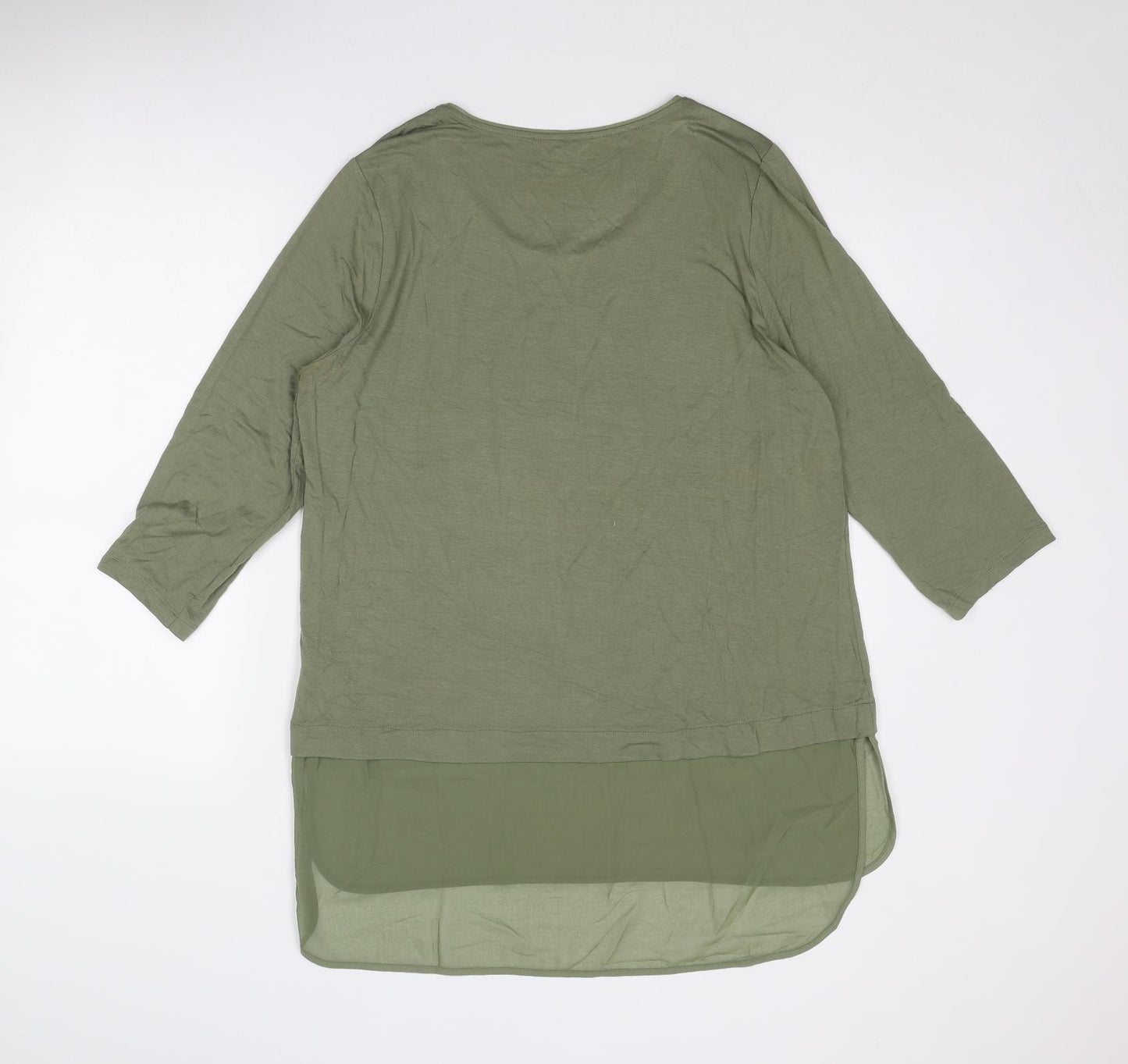 Limited Collection Womens Green Viscose Basic Blouse Size 18 Round Neck