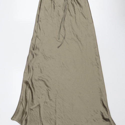 Marks and Spencer Womens Green Polyester Maxi Skirt Size 8 Drawstring