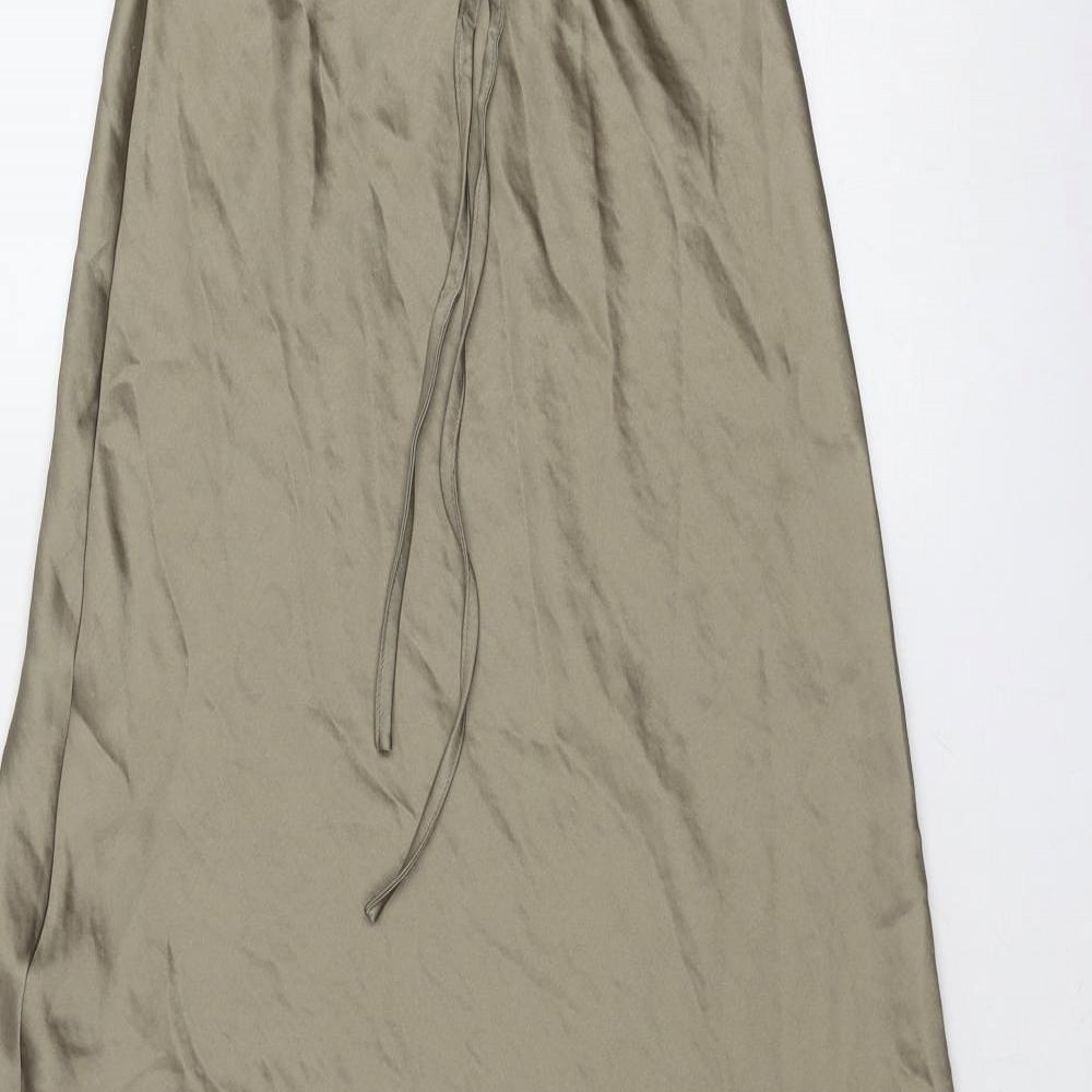 Marks and Spencer Womens Green Polyester Maxi Skirt Size 8 Drawstring