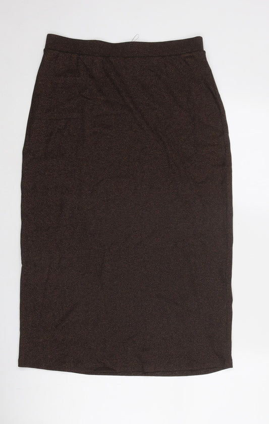 Marks and Spencer Womens Brown Cotton A-Line Skirt Size 12