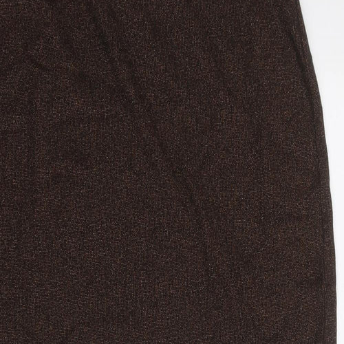 Marks and Spencer Womens Brown Cotton A-Line Skirt Size 12