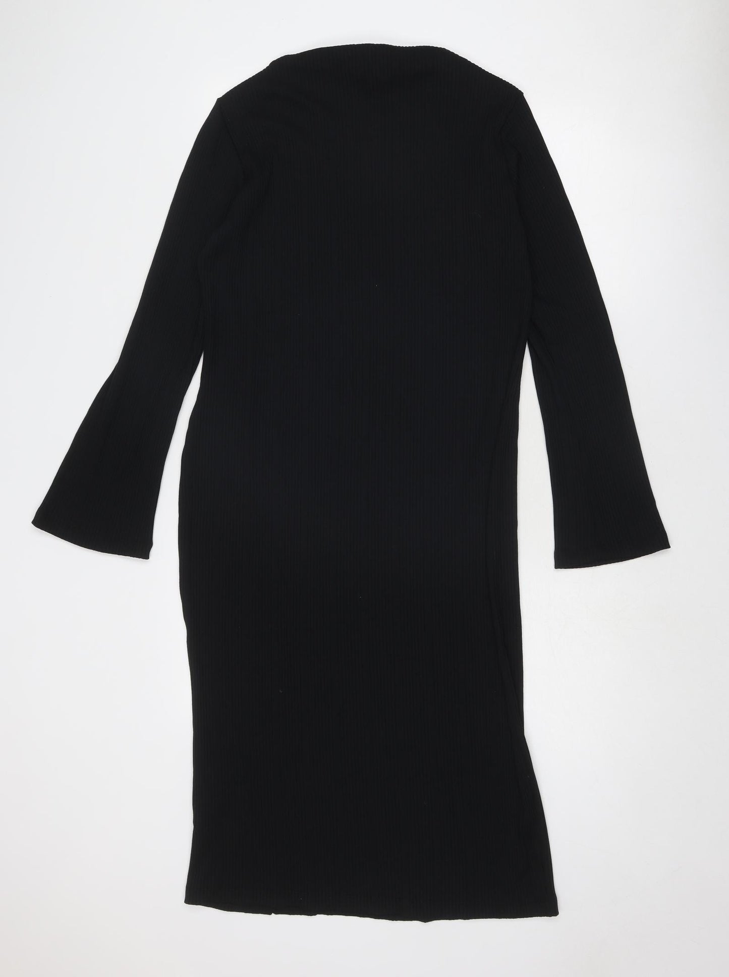 Marks and Spencer Womens Black Polyester Shift Size 14 Round Neck Pullover
