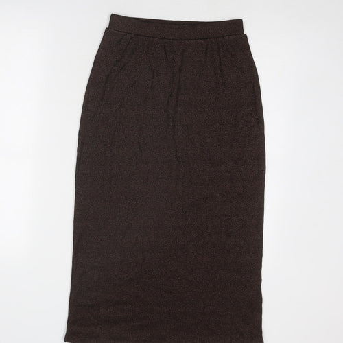 Marks and Spencer Womens Brown Cotton A-Line Skirt Size 8