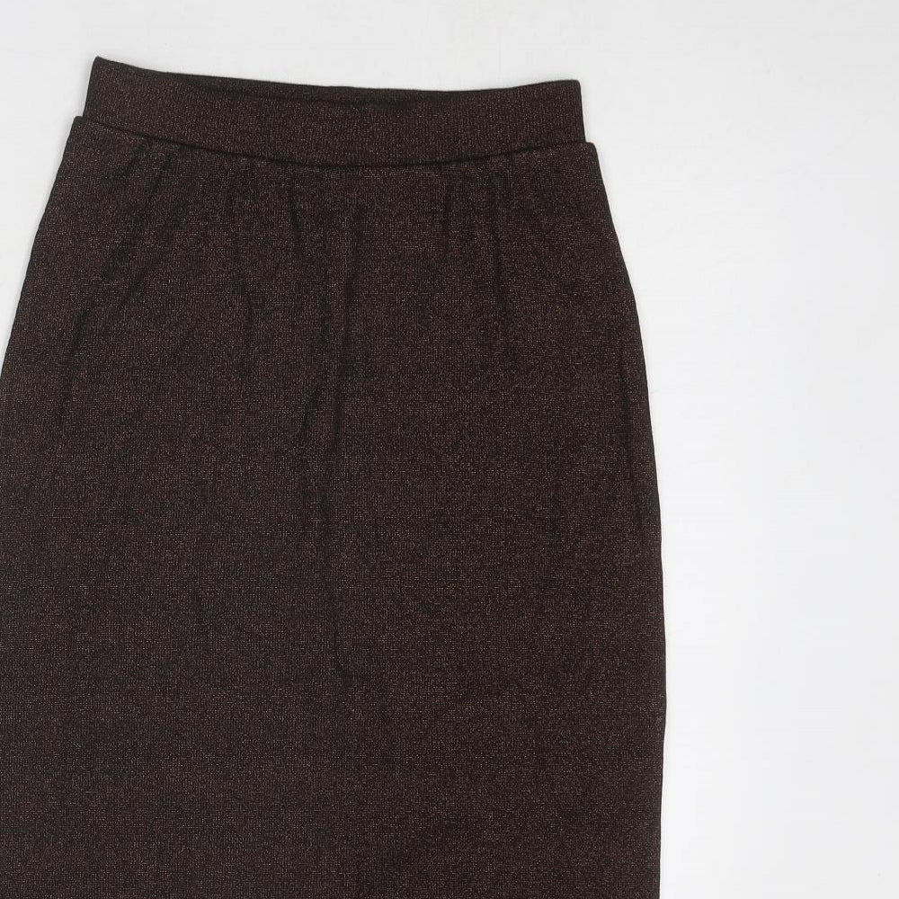 Marks and Spencer Womens Brown Cotton A-Line Skirt Size 8
