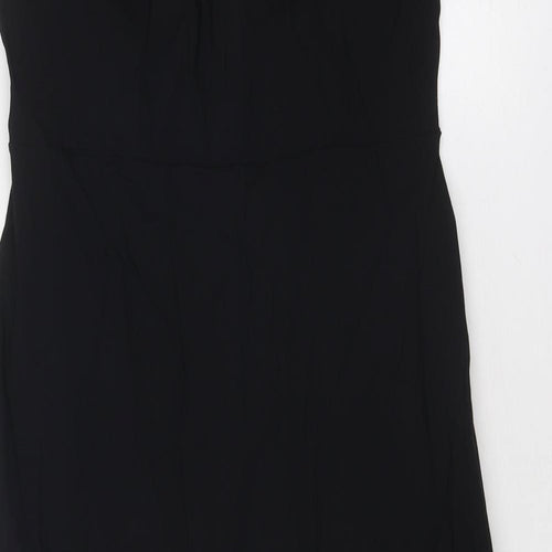 Marks and Spencer Womens Black Viscose A-Line Size 14 Off the Shoulder Zip