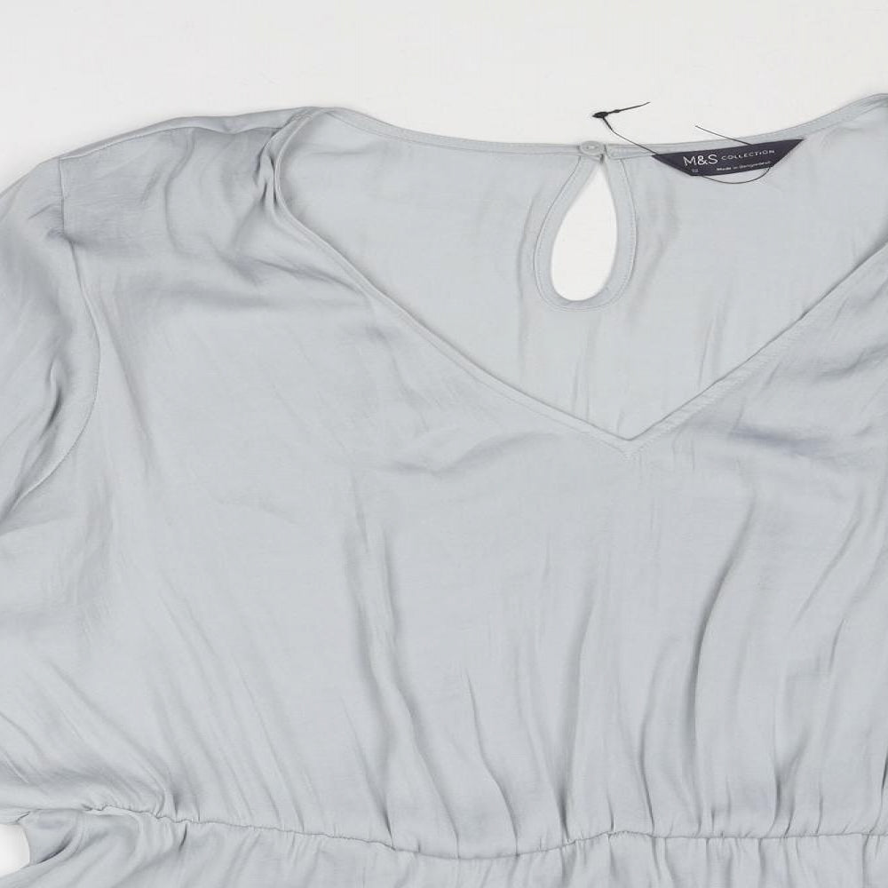 Marks and Spencer Womens Grey Polyester Basic Blouse Size 22 V-Neck