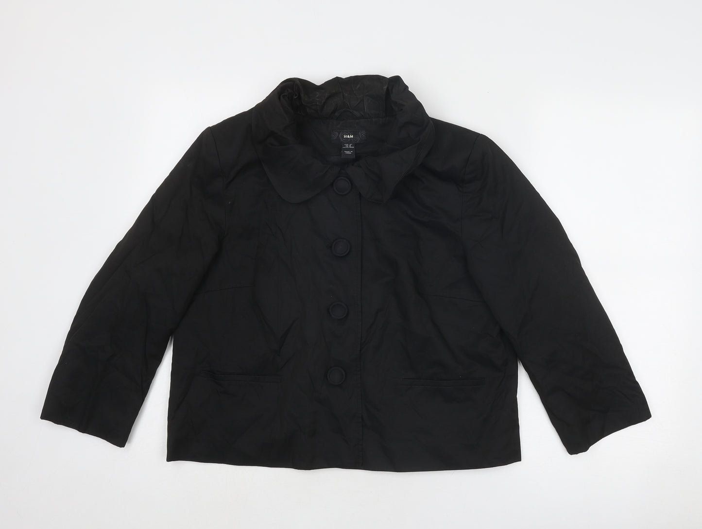 H&M Womens Black Jacket Size 18 Button