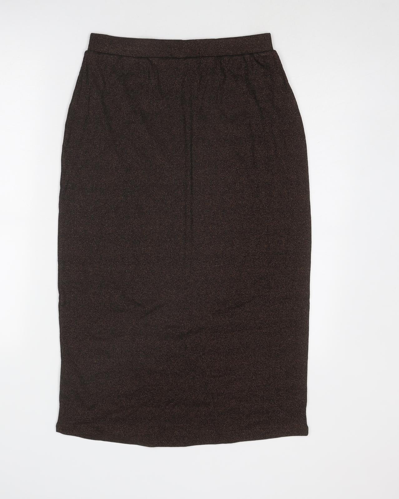 Marks and Spencer Womens Brown Cotton A-Line Skirt Size 10