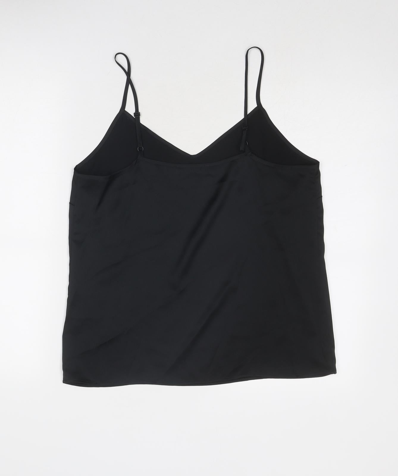 Marks and Spencer Womens Black Polyester Camisole Tank Size 12 V-Neck