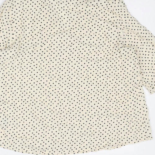 Marks and Spencer Womens Beige Polka Dot Viscose Basic Blouse Size 12 V-Neck